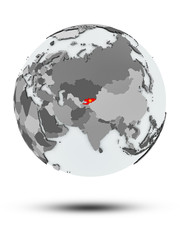 Kyrgyzstan on political globe isolated