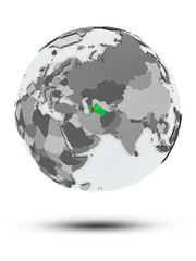 Turkmenistan on political globe isolated