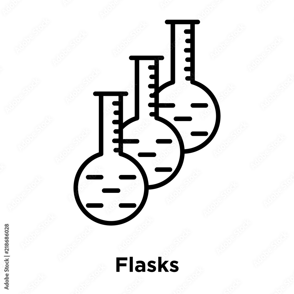 Poster flasks icon vector isolated on white background, flasks sign , thin line design elements in outline 