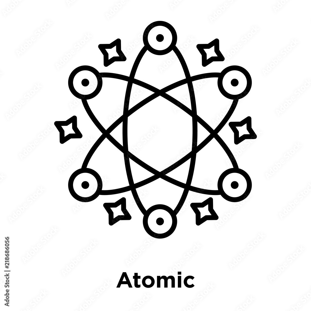 Poster atomic icon vector isolated on white background, atomic sign , thin line design elements in outline 