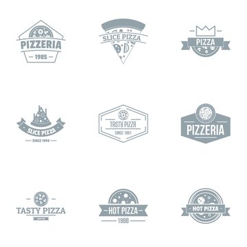 Tasty pizza logo set. Simple set of 9 tasty pizza vector logo for web isolated on white background