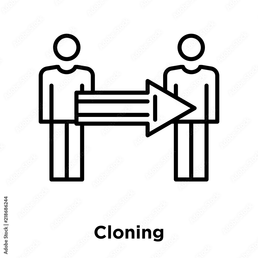 Poster cloning icon vector isolated on white background, cloning sign , thin line design elements in outlin
