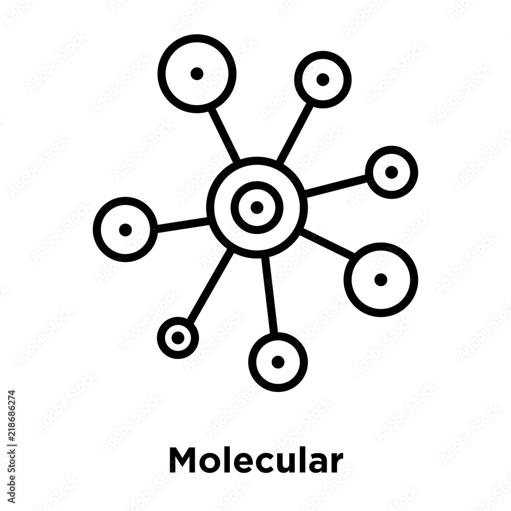 Poster Molecular icon vector isolated on white background, Molecular sign , thin line design elements in outline style - Posters
