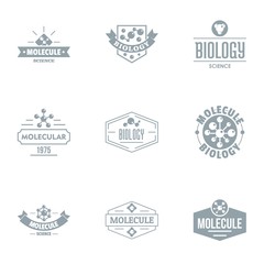 Molecule logo set. Simple set of 9 molecule vector logo for web isolated on white background