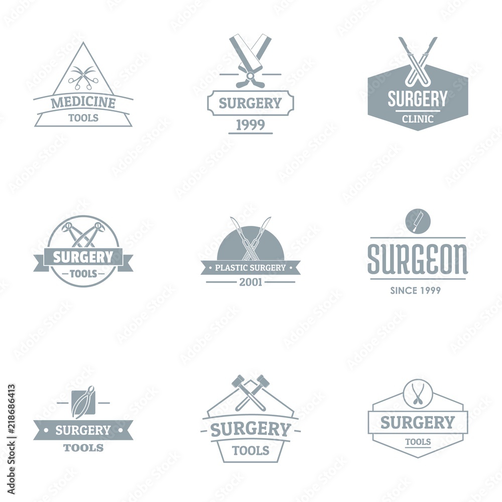 Poster med tool logo set. simple set of 9 med tool vector logo for web isolated on white background