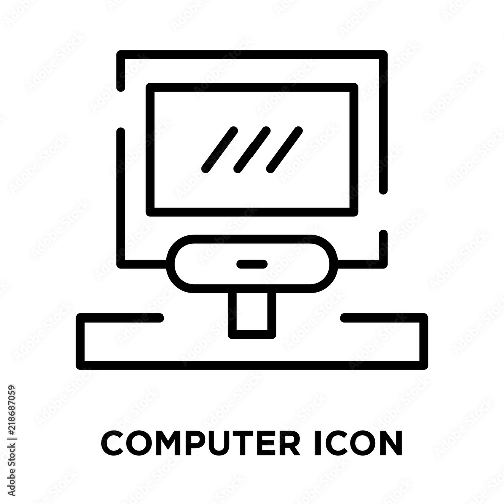 Fototapete Computer icon vector isolated on white background, Computer sign , line symbol or linear element design in outline style