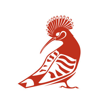 recommend clip art: Vector stylized isolated single-color image of a hoopoe