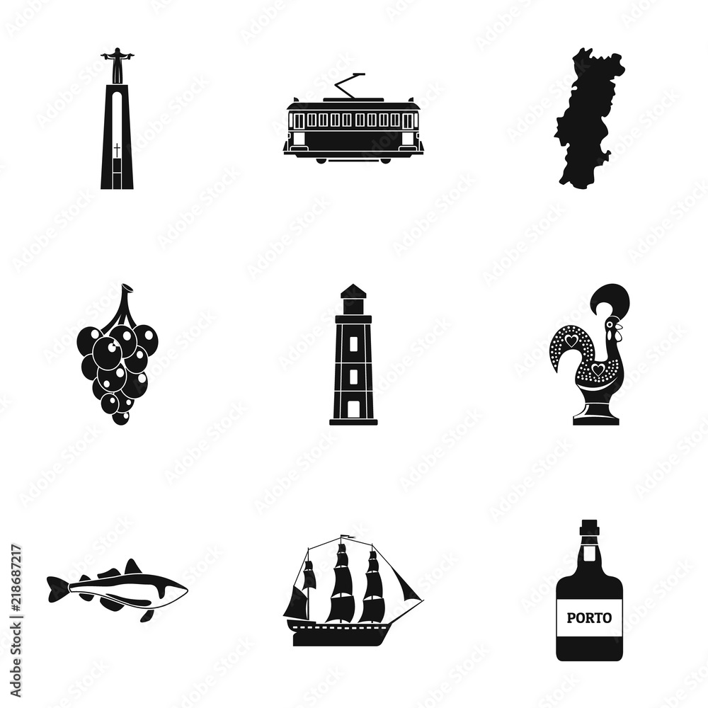 Poster seaport icons set. simple set of 9 seaport vector icons for web isolated on white background