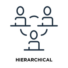 Hierarchical structure icon vector isolated on white background, Hierarchical structure sign , line symbol or linear element design in outline style