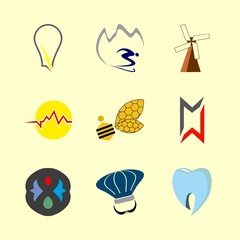 logo vector icons set. car brand logo, honey farm logo, restaurant logo and dentist logo in this set