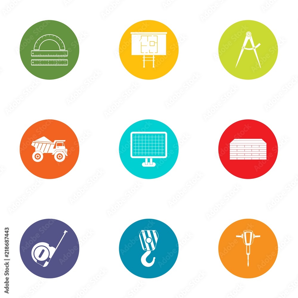 Poster subject icons set. flat set of 9 subject vector icons for web isolated on white background