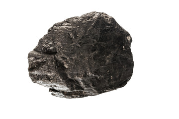 coal stone on white isolated background shot close-up in studio