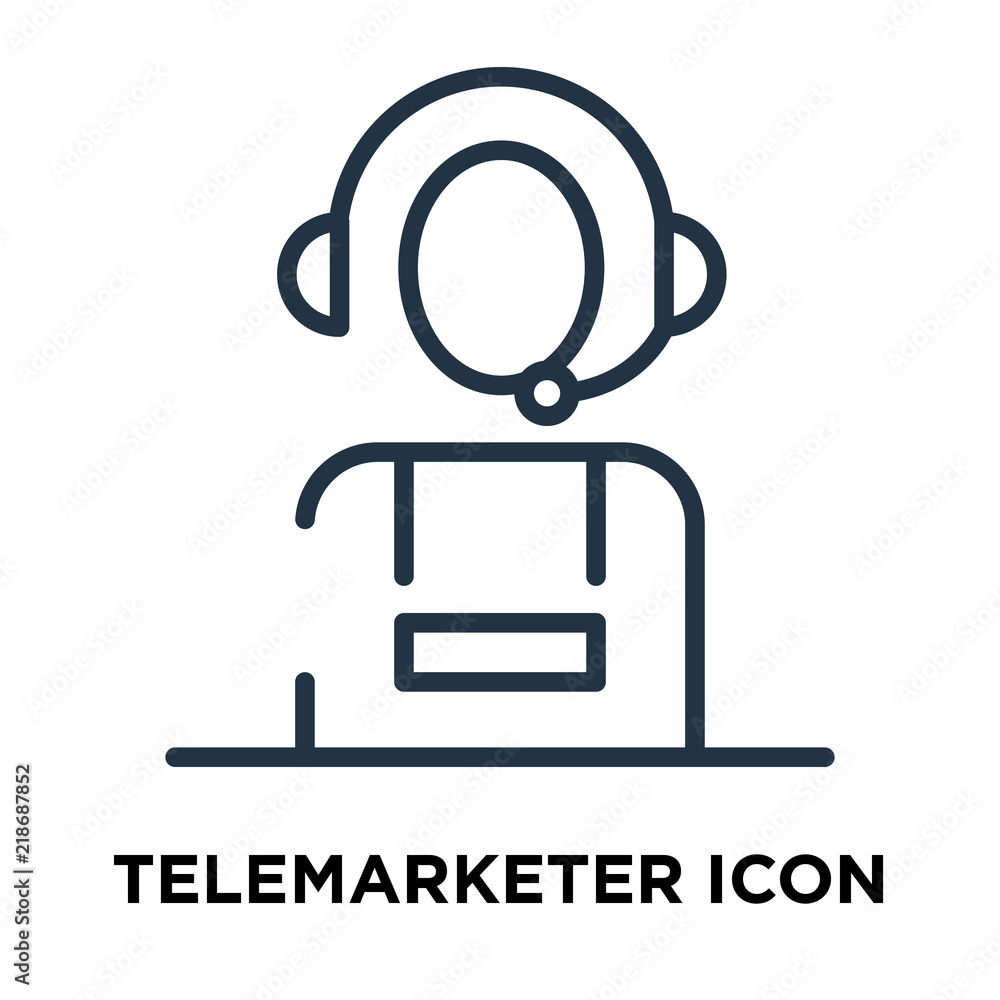 Poster telemarketer icon vector isolated on white background, telemarketer sign , line symbol or linear ele