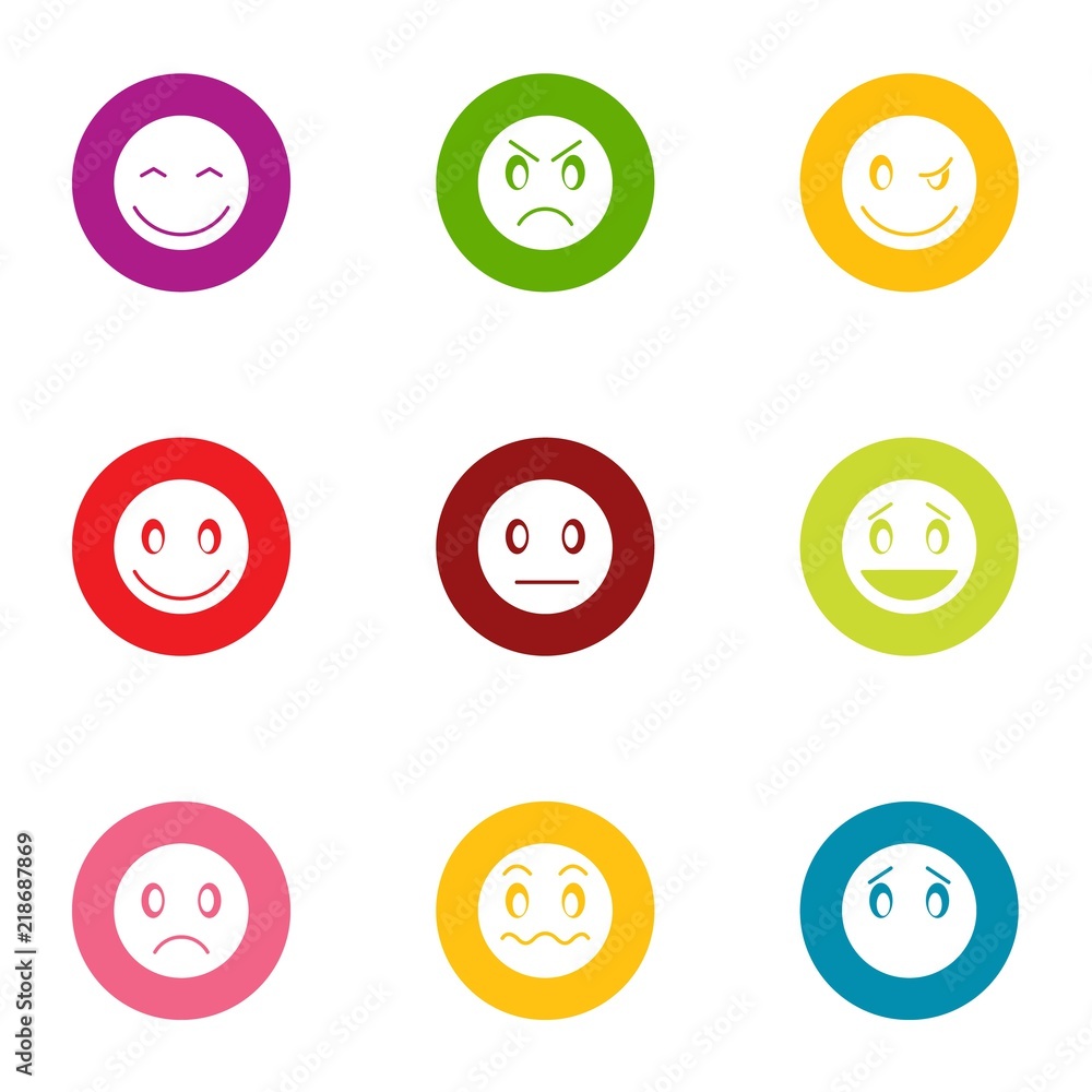 Poster facecheck icons set. flat set of 9 facecheck vector icons for web isolated on white background