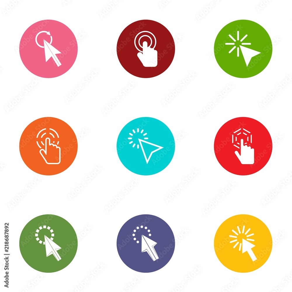 Poster clickthrough icons set. flat set of 9 clickthrough vector icons for web isolated on white background
