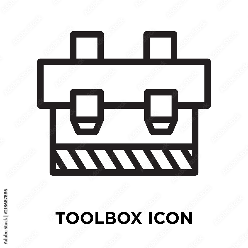 Poster toolbox icon vector isolated on white background, toolbox sign , line symbol or linear element desig
