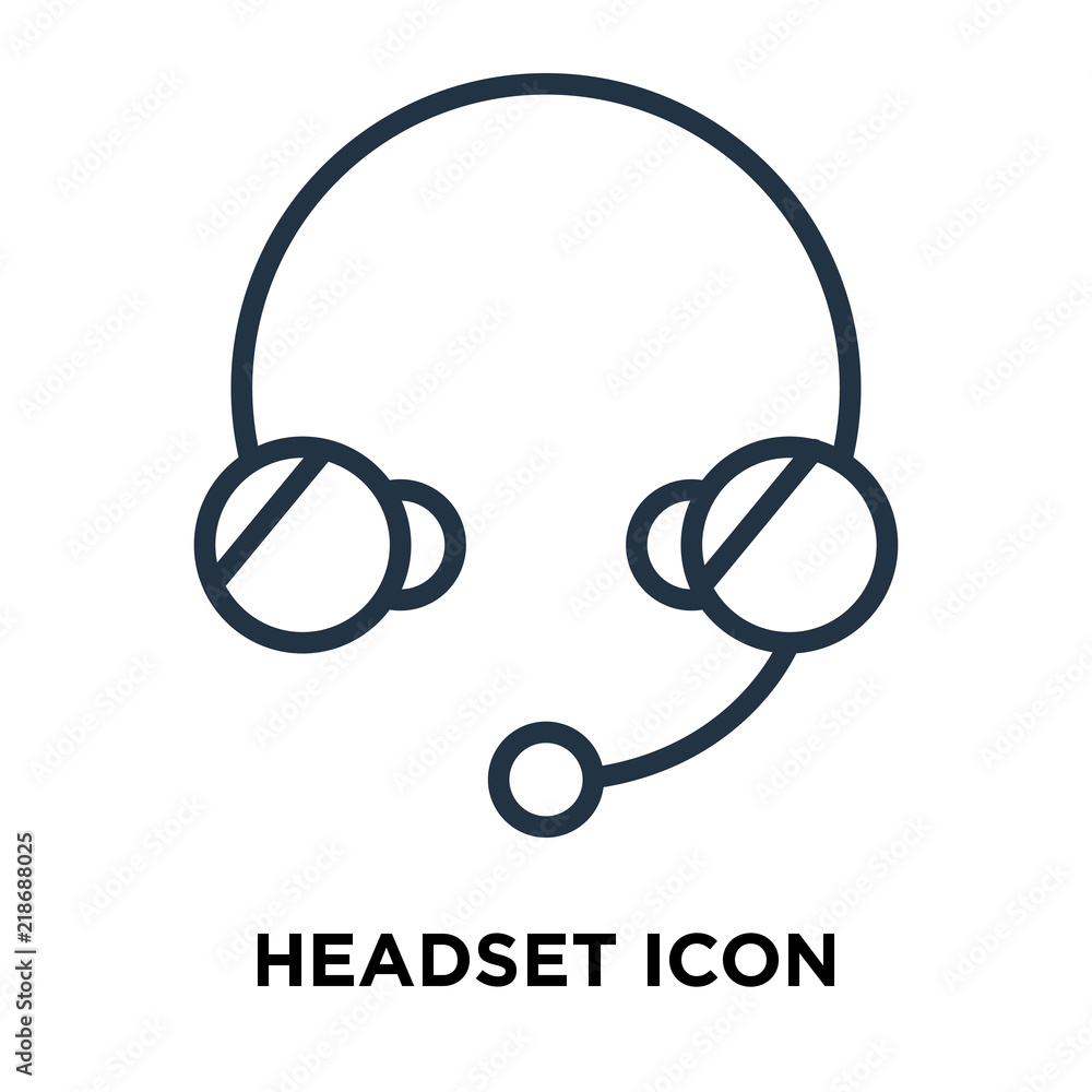 Poster headset icon vector isolated on white background, headset sign , line symbol or linear element desig