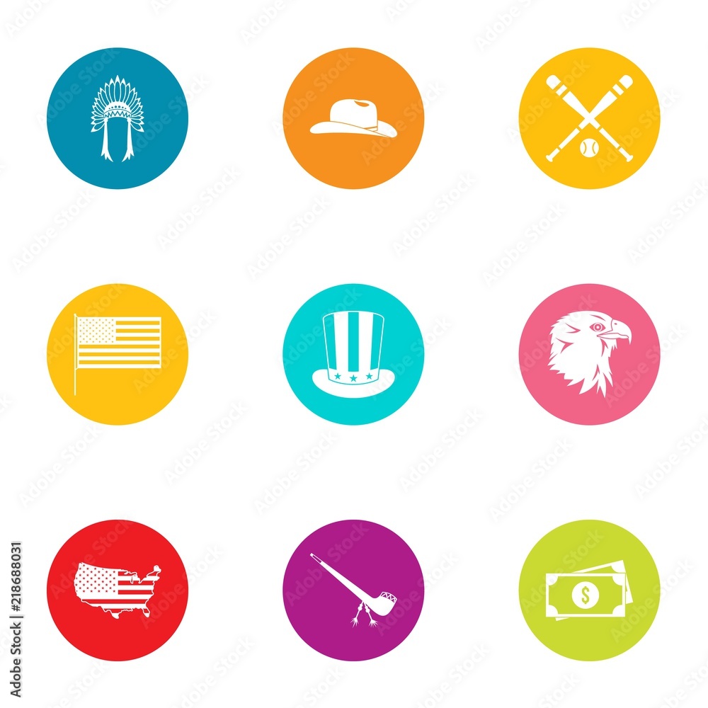 Poster state icons set. flat set of 9 state vector icons for web isolated on white background
