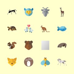animal vector icons set. owl, ant, animal and kangaroo in this set