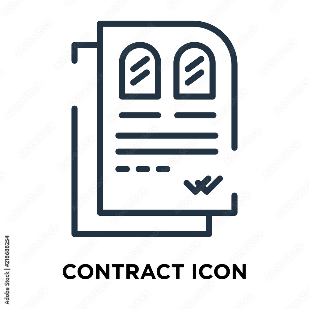 Poster contract icon vector isolated on white background, contract sign , line symbol or linear element des