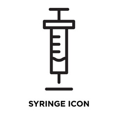 Syringe icon vector isolated on white background, Syringe sign , line symbol or linear element design in outline style