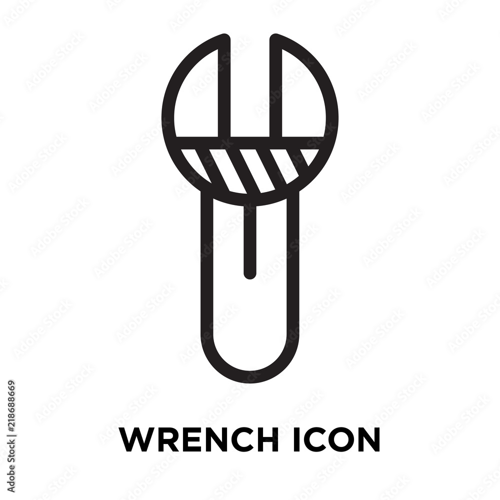 Poster wrench icon vector isolated on white background, wrench sign , line symbol or linear element design 