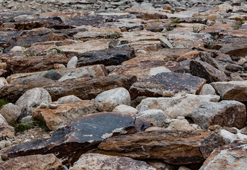 Texture and background of rock stones. Road from stones.  Pebble