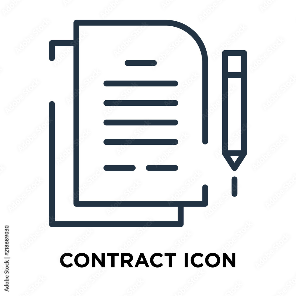Poster contract icon vector isolated on white background, contract sign , line symbol or linear element des