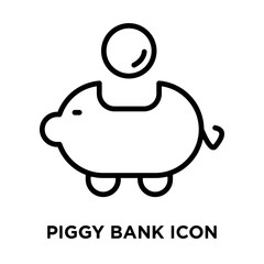 Fototapeta premium Piggy bank icon vector isolated on white background, Piggy bank sign , line symbol or linear element design in outline style