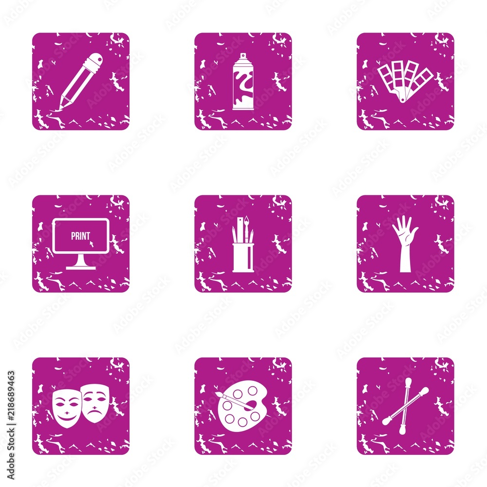 Poster cyberattack icons set. grunge set of 9 cyberattack vector icons for web isolated on white background