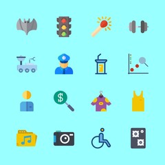 man vector icons set. sleeveless, bat, shirt and music folder in this set