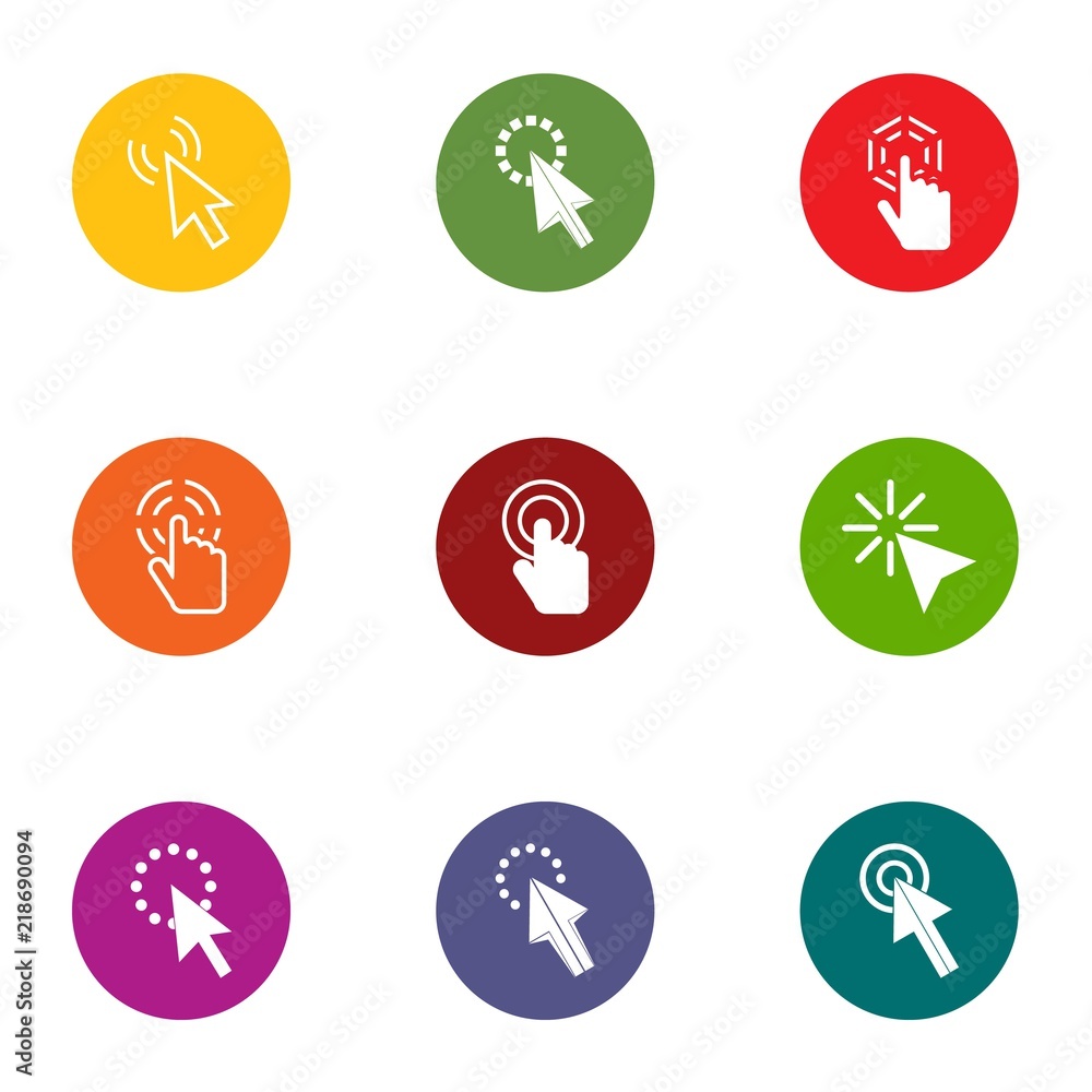 Poster clickthrough icons set. flat set of 9 clickthrough vector icons for web isolated on white background
