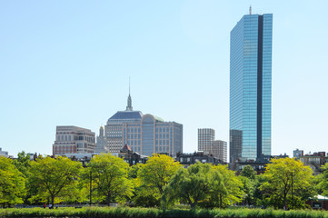 Boston skyline, city view from river