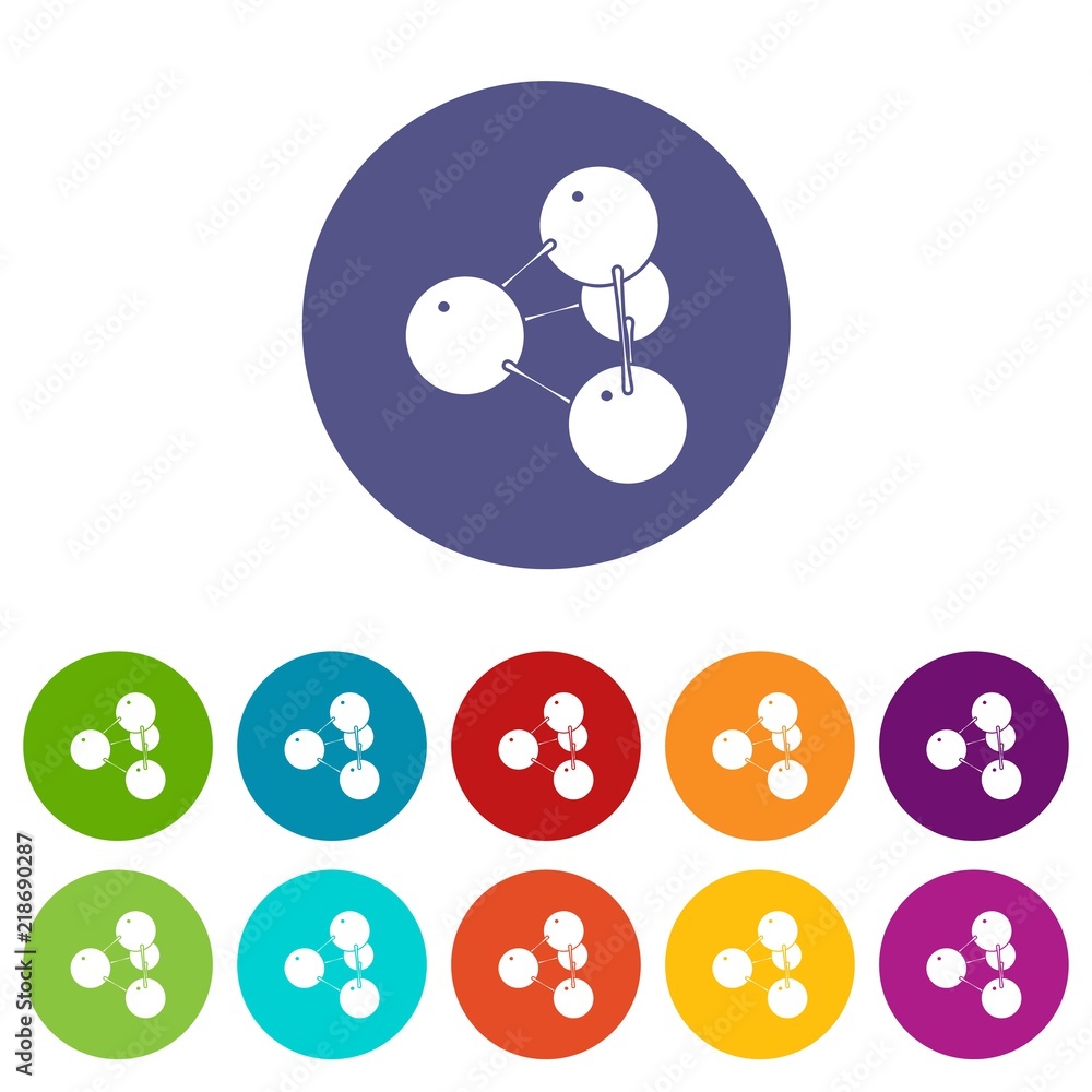 Poster pyramide molecule icons color set vector for any web design on white background