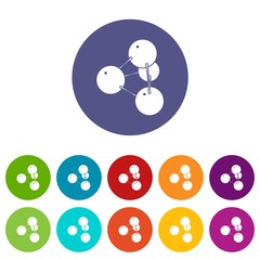 Pyramide molecule icons color set vector for any web design on white background