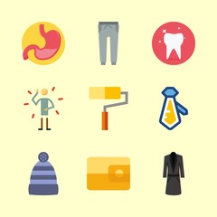 Fototapeta premium human vector icons set. illness, long coat, wallet and tie in this set