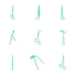 Doctor tool icons set. Cartoon set of 9 doctor tool vector icons for web isolated on white background