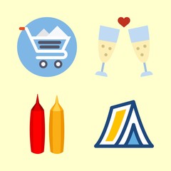 food icons set. information, slice, cart and smiling graphic works