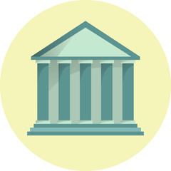 Bank icon, bank building flat illustartion, finance concept