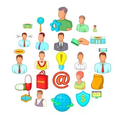 Teaching icons set. Cartoon set of 25 teaching vector icons for web isolated on white background