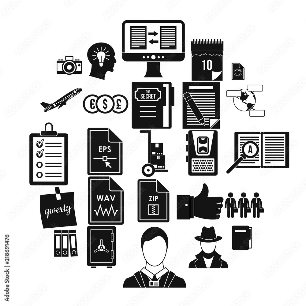 Poster debenture stock icons set. simple set of 25 debenture stock vector icons for web isolated on white b