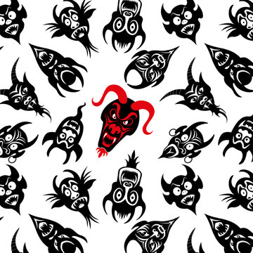 Vector pattern Collection of the Dead devil mask