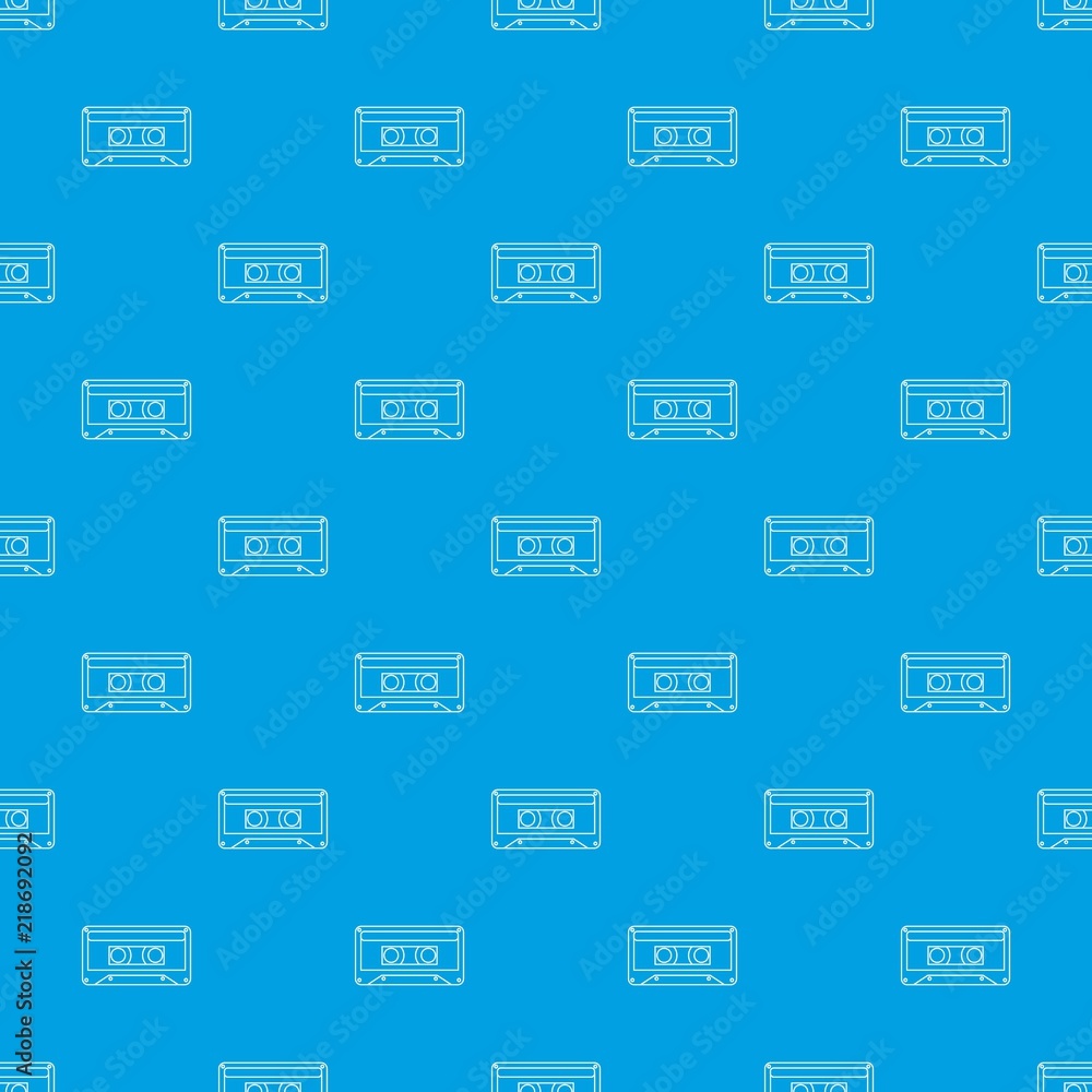 Poster audio cassette pattern vector seamless blue repeat for any use