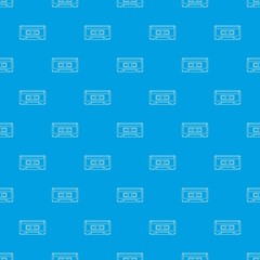 Audio cassette pattern vector seamless blue repeat for any use