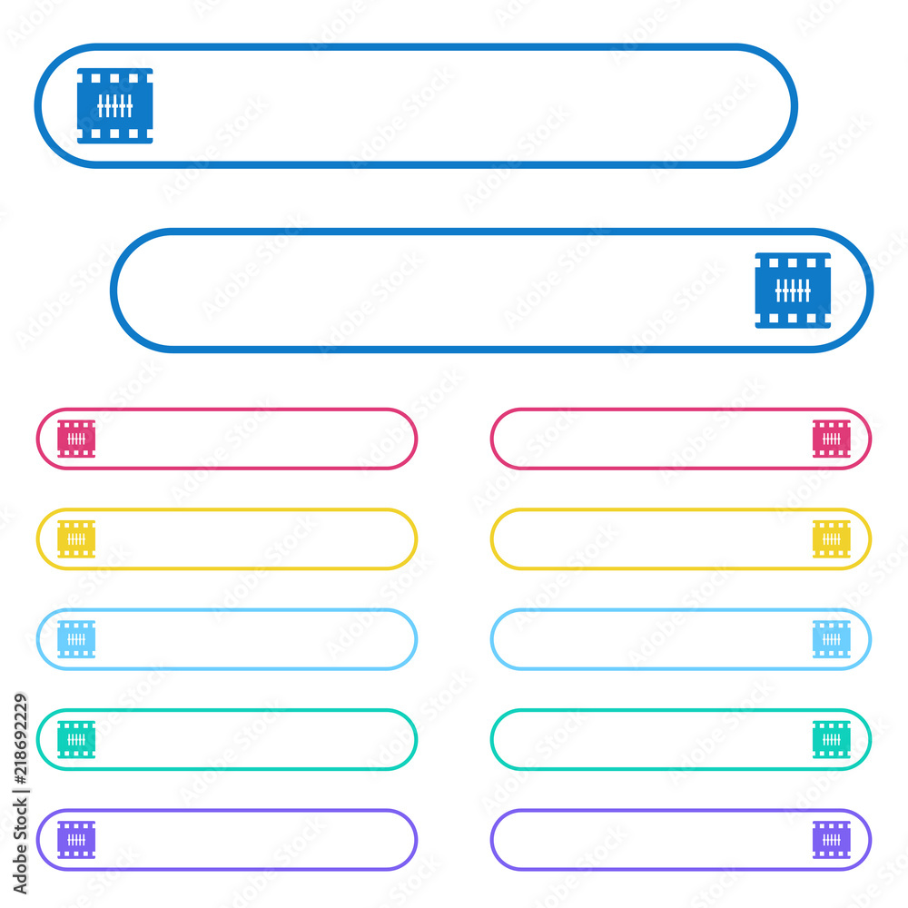 Poster movie controlling icons in rounded color menu buttons
