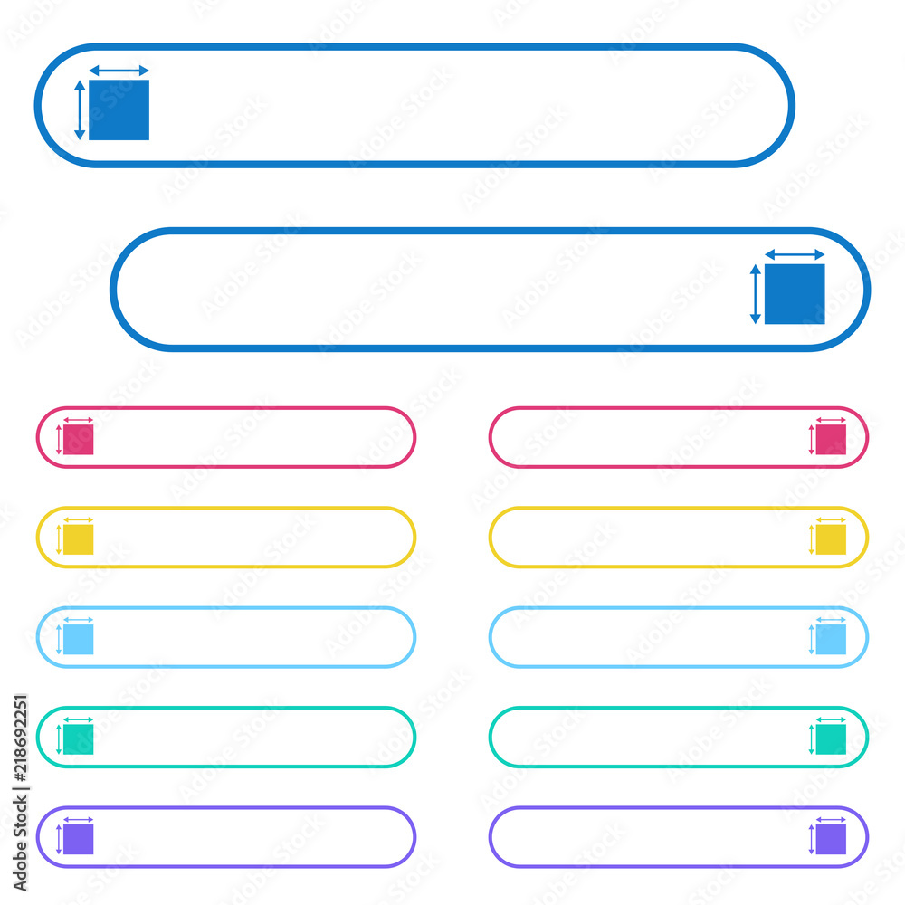 Poster elemet dimensions icons in rounded color menu buttons