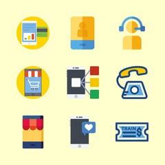 9 telephone icons set