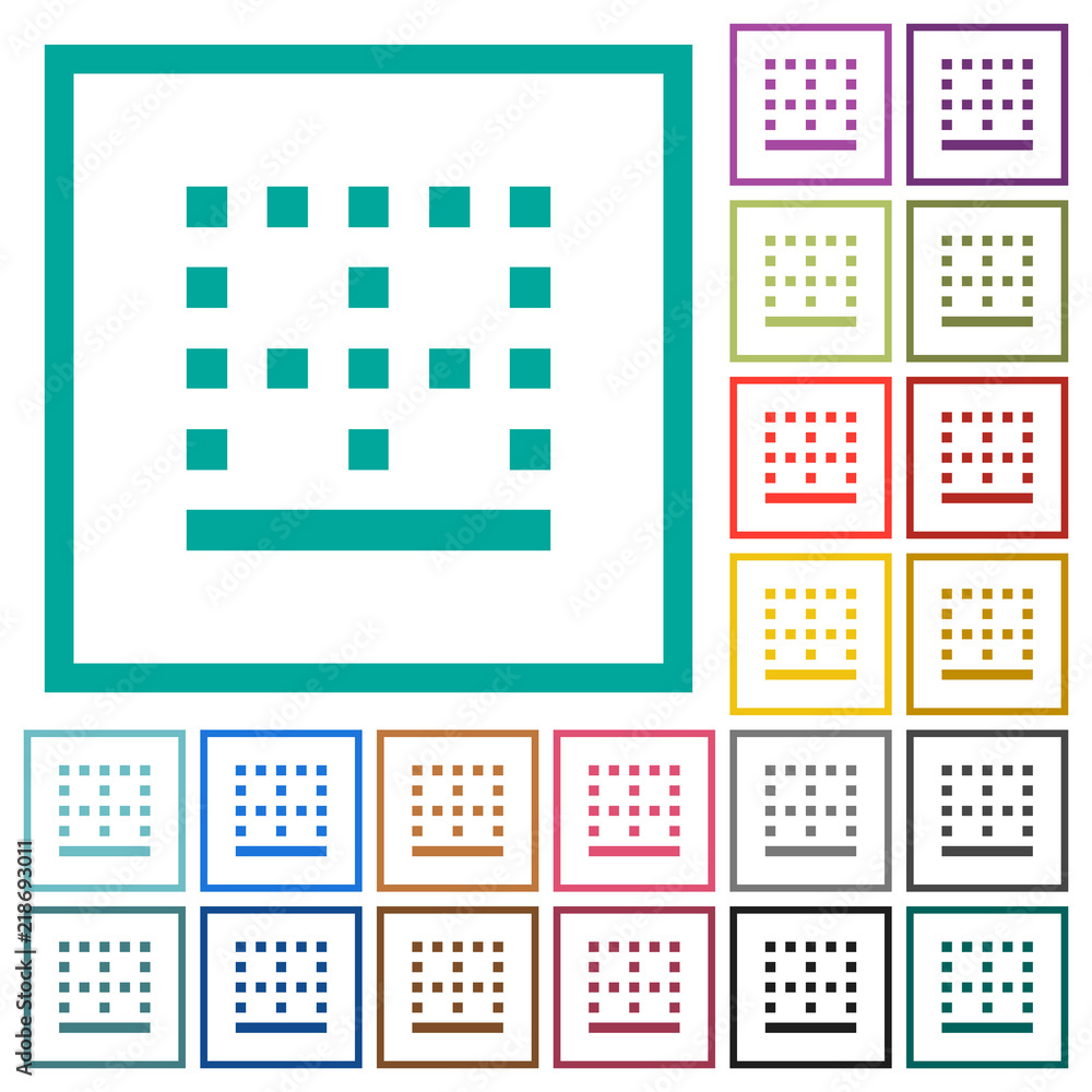 Poster bottom border flat color icons with quadrant frames