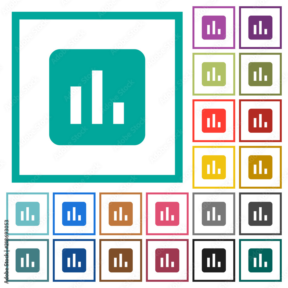 Poster chart flat color icons with quadrant frames