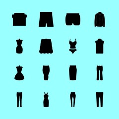 clothes vector icons set. cream colour shirt, shorts, vest and trousers in this set